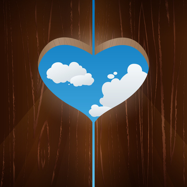 Fenêtre en forme de coeur contre le ciel. Illustration vectorielle
 - Vecteur, image