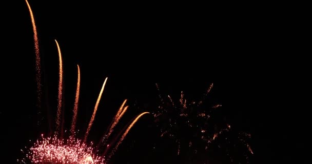 Movimiento lento de hermosos fuegos artificiales separados sobre fondo negro
 - Metraje, vídeo