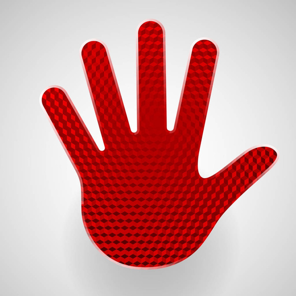 Red reflective stop hand sign - Vetor, Imagem