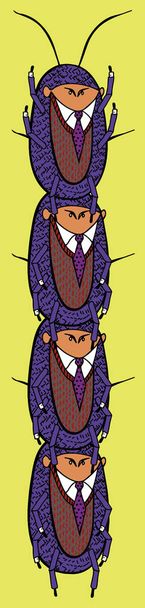 Szablon wektor promo tektury banery ozdobione obraz stojący na siebie karaluchy w reprezentatywnych garnitur - Wektor, obraz