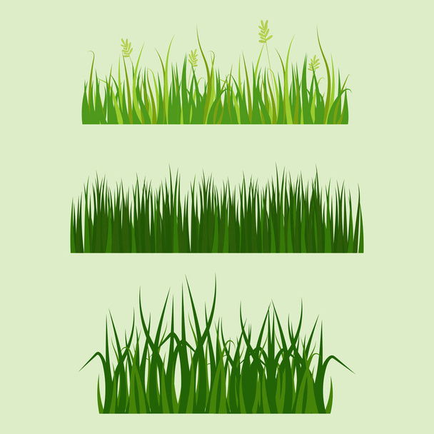 Zöld fű határon növény gyep természet rét ökológia nyári kerti vektoros illusztráció - Vektor, kép