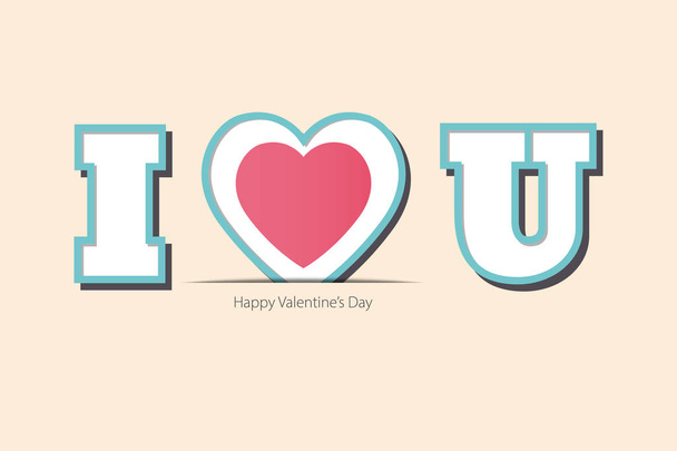 Love and Valentine day greeting card. Symbolic of I love you on cream color background. Retro style. - Vector, Image