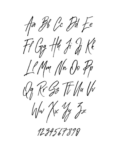 Beyaz arka plan üzerinde izole el yazısı fırça tarzı modern cursive yazı tipi. - Vektör, Görsel