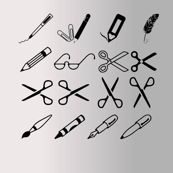 ножницы, ручки и карандаши
 - Вектор,изображение