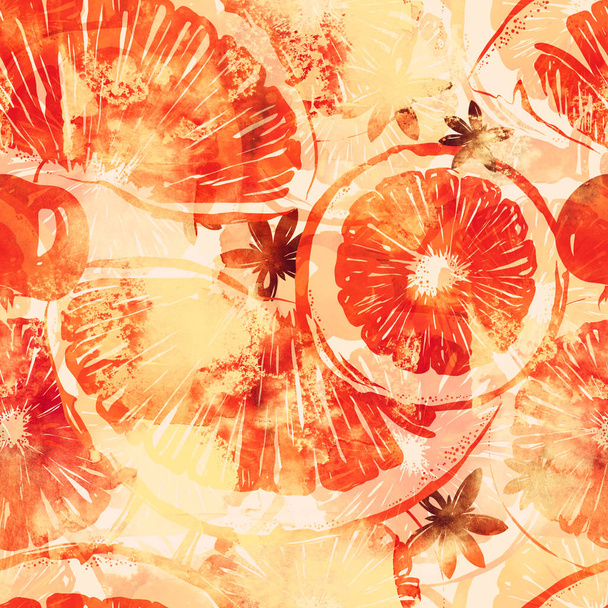 Aquarell und digitales handgezeichnetes Winterglühweinset mit nahtlosem Muster  - Foto, Bild
