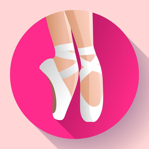 Zapatillas puntas de ballet blanco planas Vector ilustración de zapatillas de ballet gimnasio de pie en puntillas
 - Vector, Imagen