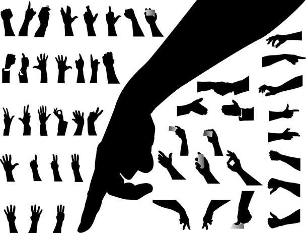 Hand silhouettes - Vector, Image
