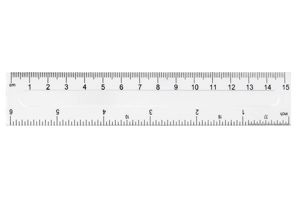 White plastic transparent ruler, isolated on white background - Photo, Image
