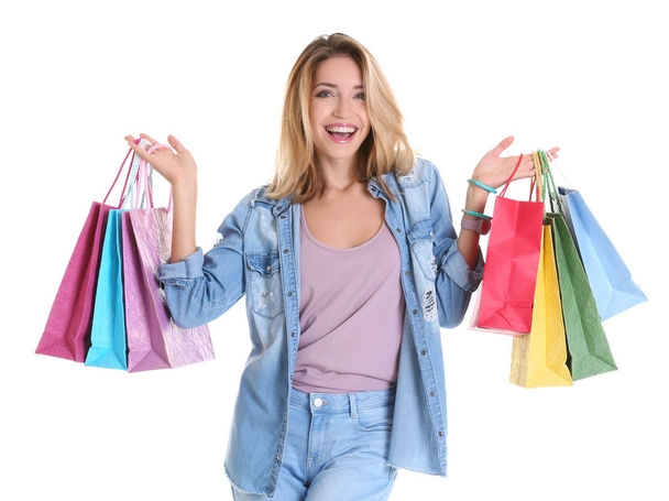 young woman with shopping bags  - Foto, afbeelding