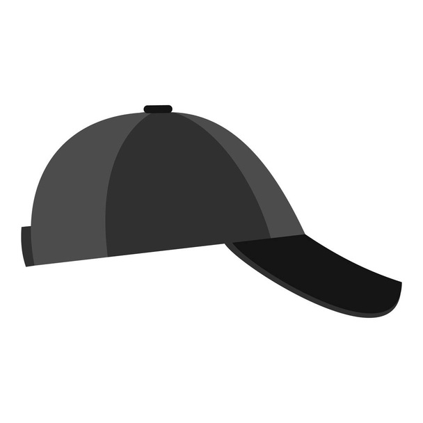 Gorra de béisbol en el icono lateral, estilo plano
. - Vector, Imagen
