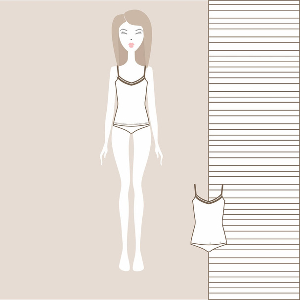 women's underwear, panties, top, bustier, girl in underwear,  - Διάνυσμα, εικόνα