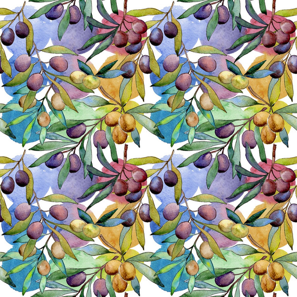 Olive tree pattern in a watercolor style. - Photo, image