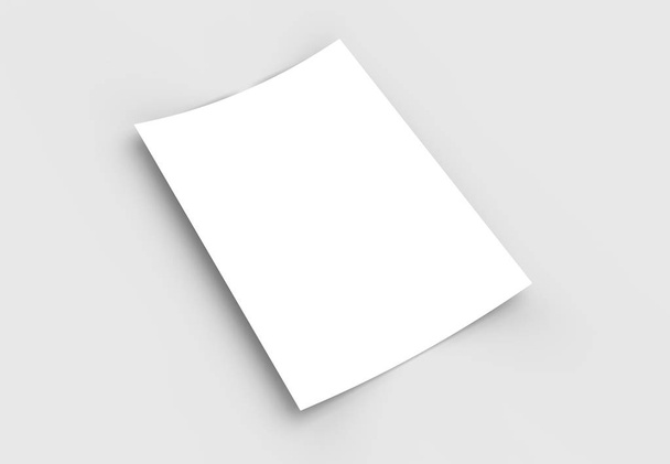 A4-es formátumú üres papír feljegyzéssablont. Fehér lapos papíradagoló modell akár. - Fotó, kép
