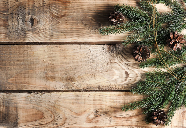 Різдвяний фон з ялиновими гілками та шишками
 - Фото, зображення