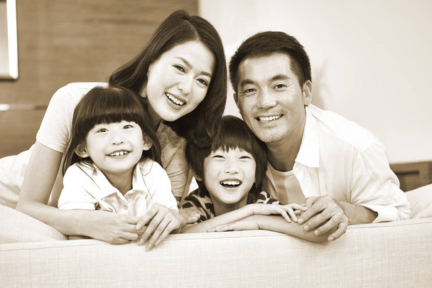 portrait of an asian family with two children - Photo, Image