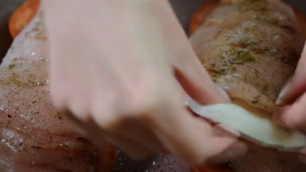 Prepare Chicken Breast Before Roasting. - Footage, Video