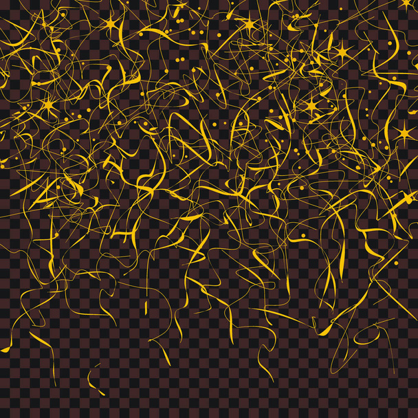 Celebratory decor from golden serpentine ribbons,streamers set.  - Vector, Image