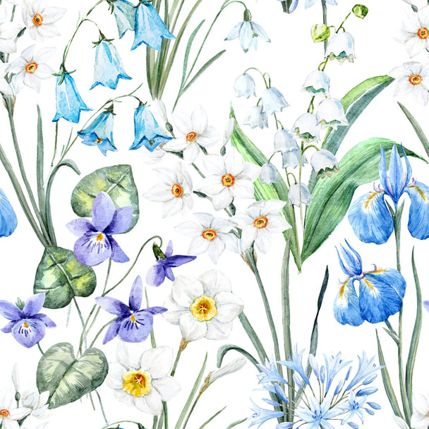 Watercolor spring floral pattern - Foto, Bild
