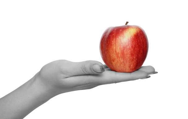 Red apple in hand - Foto, imagen