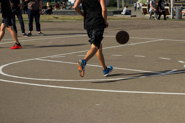 street basketball court ring board against the sky - Foto, Imagem