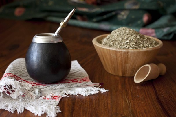 yerba mate in matero on a table - Photo, Image