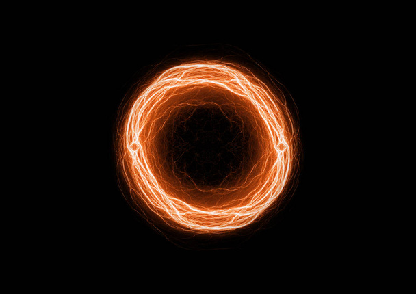 Warm fire cirkel bliksem, abstracte plasma en energie achtergrond - Foto, afbeelding