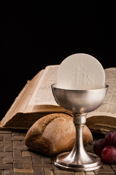 Christian communion composition on the table - Photo, Image