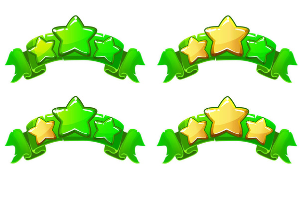Vektor szint teljes rangsor bannerek a csillag zöld szalag - Vektor, kép