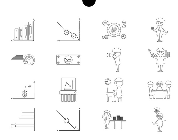 Sada ikon webu obrys - peníze, finance, platby s siluetu člověka v černé bílé - Vektor, obrázek