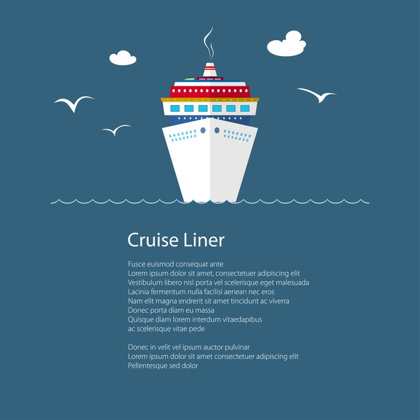 Cruise schip op zee en tekst - Vector, afbeelding