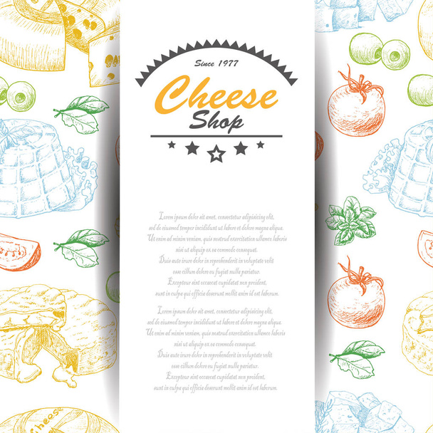 Vector background with cheese products - Vecteur, image