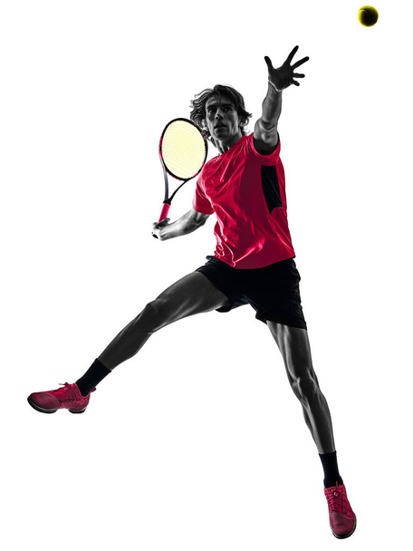tennis player man silhouette isolated white background - Φωτογραφία, εικόνα
