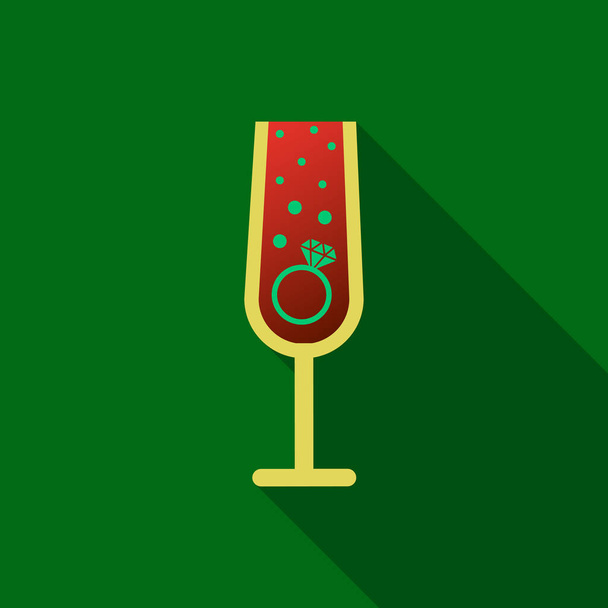 Realistická vektorová ilustrace sklenky na sekt s šumivé bílé víno a prázdnou sklenici. Láska srdce koncept. Kroužek pro zapojení a Valentýn. - Vektor, obrázek