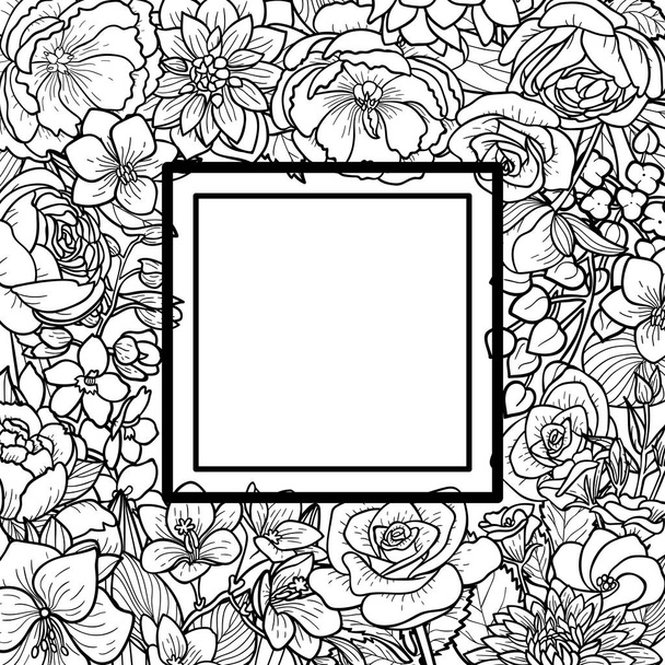 Garden Flowers Frame - Διάνυσμα, εικόνα