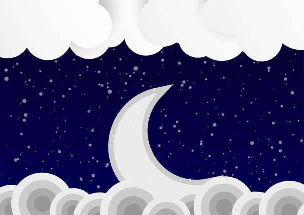 Хмари на небі з місяцем і зіркою вночі
. - Вектор, зображення