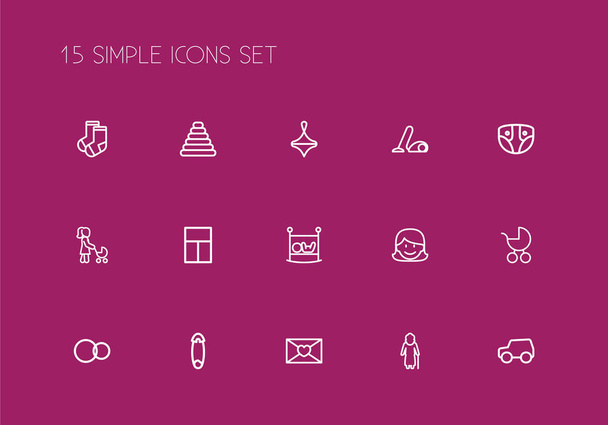 15 szerkeszthető emberek ikonok vonalstílus beállítása. Magában foglalja a szimbólumokat Sepregetés, szeretet levelet, ruhák és így tovább. Lehet használni a web, mobil, Ui és infographic design. - Vektor, kép