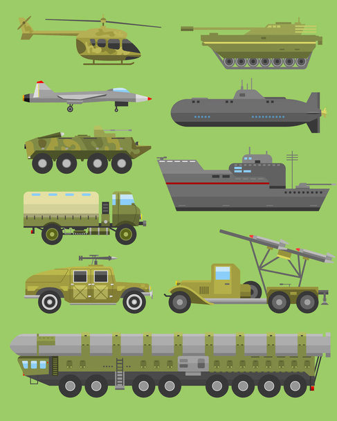 Military technic transport vehicle armor flat vector illustration. - Wektor, obraz
