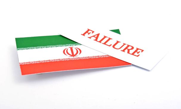 Iranin lippu sana epäonnistui se eristetty valkoinen backgroun
 - Valokuva, kuva