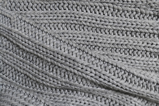 Detail der gewebten Wolltextur. Stoff grauen Hintergrund - Foto, Bild