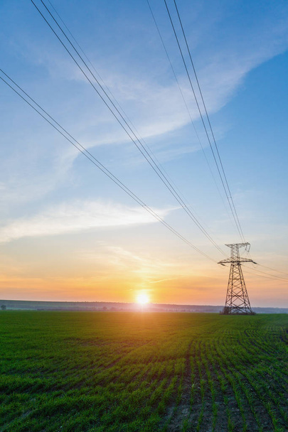 High Voltage Elektryczna Wieża Przekazu Energii Pylon - Zdjęcie, obraz