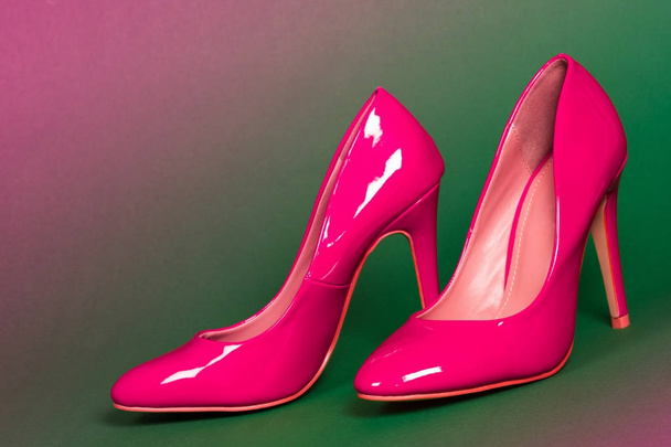 pink high heels shoes  - Фото, зображення