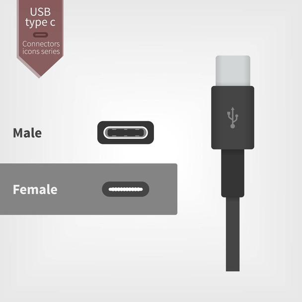 USB type-C connector - Vector, Image