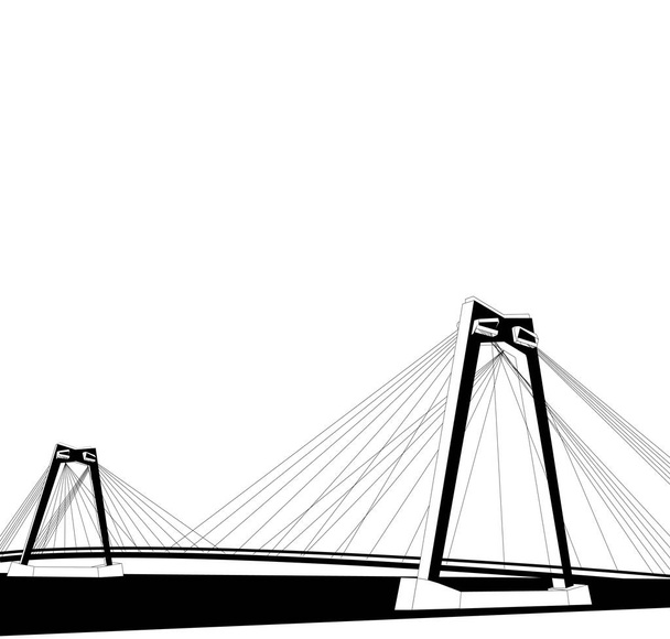 Willemsbrug bridge in Rotterdam vector icon - Vector, Image