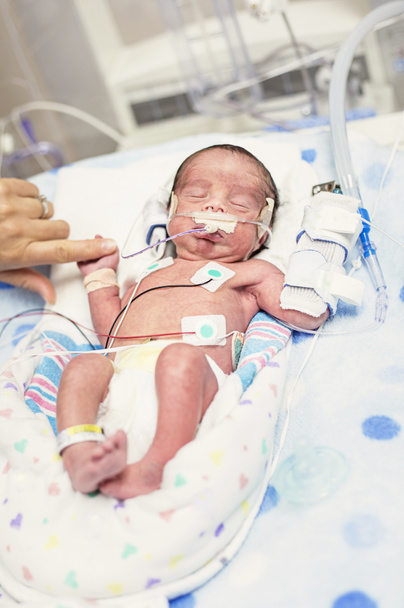 Портрет спящего новорожденного в клинике
 - Фото, изображение