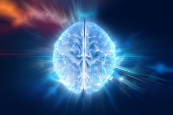 3d ilustración del cerebro humano en el fondo de la tecnología
. - Foto, imagen