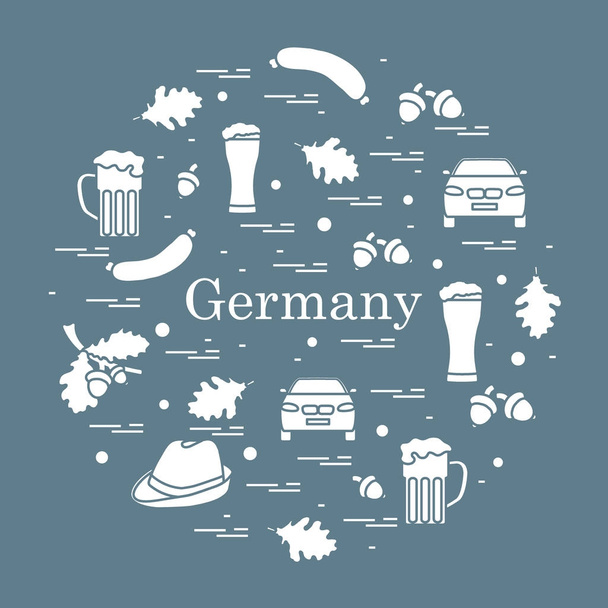 Vector illustration with various symbols of Germany arranged in  - Vector, afbeelding