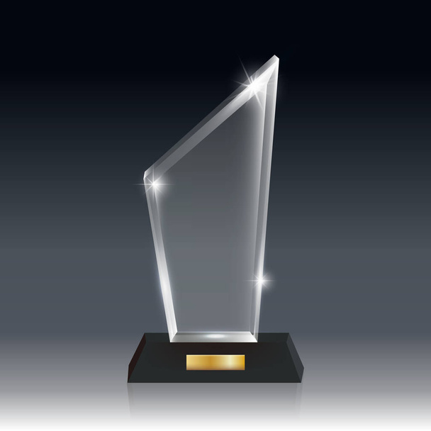 Prêmio de troféu de vidro acrílico vetorial em branco realista cinza escuro bg _ 0
 - Vetor, Imagem