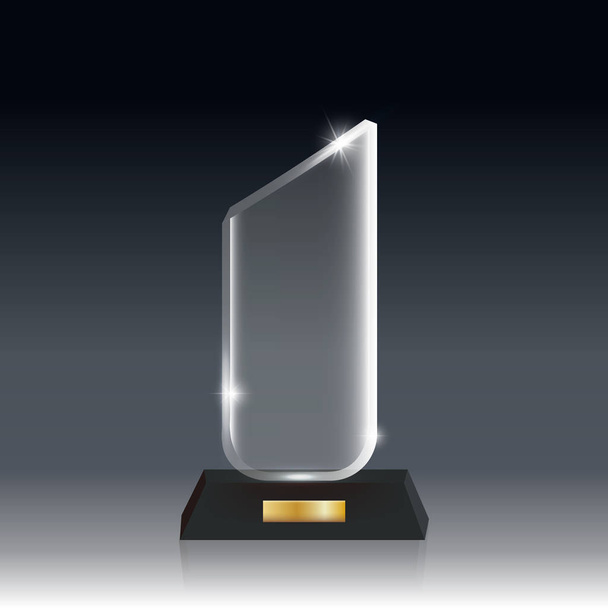 Realistic Blank Vector Acrylic Glass Trophy Award dark gray bg_0 - Vector, Image