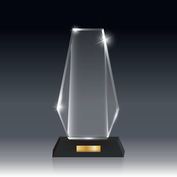 Realistic Blank Vector Acrylic Glass Trophy Award dark gray bg _ 0
 - Вектор,изображение