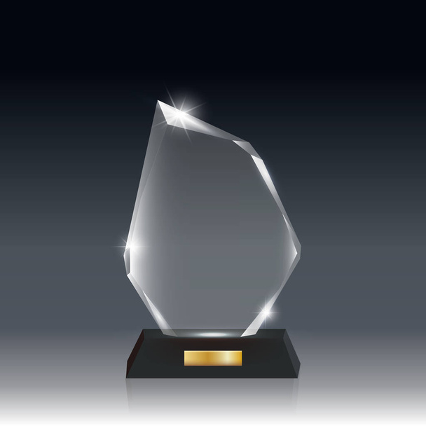 Realistische lege Vector acryl glazen trofee-Award donker grijs bg_1 - Vector, afbeelding